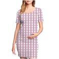 thumbnail image 2 of Ovzne Robes pour Femmes 2025 Robe pour Femme Jupe de Maternité Plissée Imprimée à la Mode pour Femme à Manches Courtes Col Rond Robe Mi-Mollet Robe de Printemps à Manches Courtes Imprimée Liquidation, 2 of 7