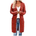thumbnail image 1 of Pisexur Shacket Jacket Women Long Sleeve Cable Knit Long Cardigan Open Front Button Sweater Outerwear Pocketed Shirts Fall Jacket Shackets, 1 of 6