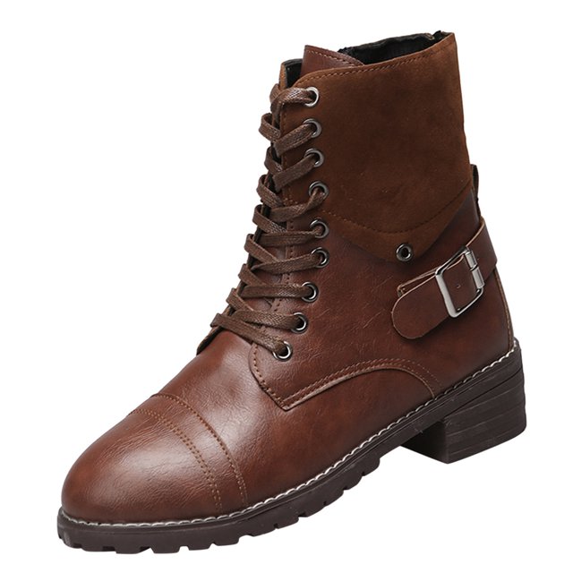 B91xZ Bottes Chelsea à Plateforme, Bottes de Combat Chelsea à Lacets, Marron 7.5