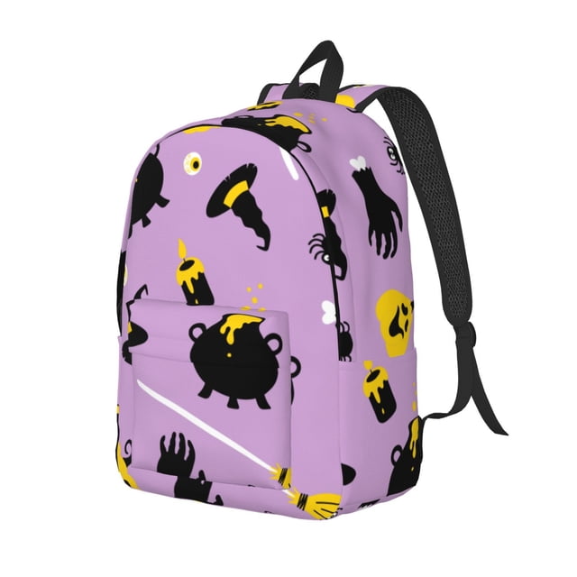 Vsdgher Cute Halloween Print Canvas Backpack Travel Rucksack Unisex Knapsack 15.7/17.7Inch Laptop Backpack for Work,College-Small