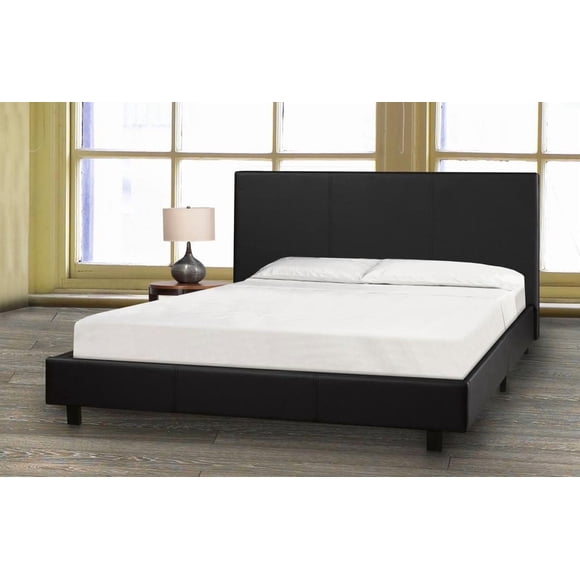 Queen Platform Bed & Mattress Set, Black