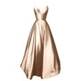 thumbnail image 3 of HKEJIAOI Liquidation des Ventes Robe Femme Mode Femme Couleur Unie Aguichant Col en V Bretelles Sans Manches Robe de Soirée Or, 3 of 5