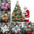 thumbnail image 3 of 10X Christmas 11cm Poinsettia Glitter Flower Tree Hanging Party  Decor, 3 of 7