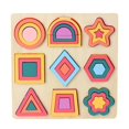 thumbnail image 2 of YiJuHui 1pcs Educational Wooden Geometry Puzzle Board, Shape Sorter Building Blocks, Montessori Learning Toy for Toddlers, Brain Teaser STEM Activity, Gift, 2 of 6