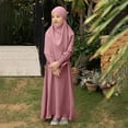thumbnail image 2 of RXMEKW Muslim Dress Set With Shawl for Girls Long Sleeve Round Neck Ruffle Dress 2-Piece Outfit Pink, 2 of 8