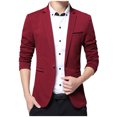 thumbnail image 2 of Men Solid Casual Turndown Slim Fit Single Button Long Sleeve Coats, 2 of 3