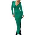 thumbnail image 2 of Gspmoly Robes pour Femmes, Robe Polyvalente pour Femmes à Col Rabattu, Couleur Unie, Mode, Ajustée, Découpes, Robe de Soirée, Robes pour Femmes, Offres des Fêtes, 2 of 8