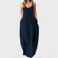 thumbnail image 1 of Lenago Robe Maxi Grande Taille pour Femmes Mode à Bretelles Taille Mi-Haute Col en V Sans Manches Couleur Unie Ajustée Fête Plage Longue Robe Été Robes de Plage en Liquidation, 1 of 5