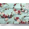 thumbnail image 3 of Soimoi Green Rayon Fabric Ranunculus & Penoy Floral Print Print Fabric by the Yard 58 Inch Wide, 3 of 3