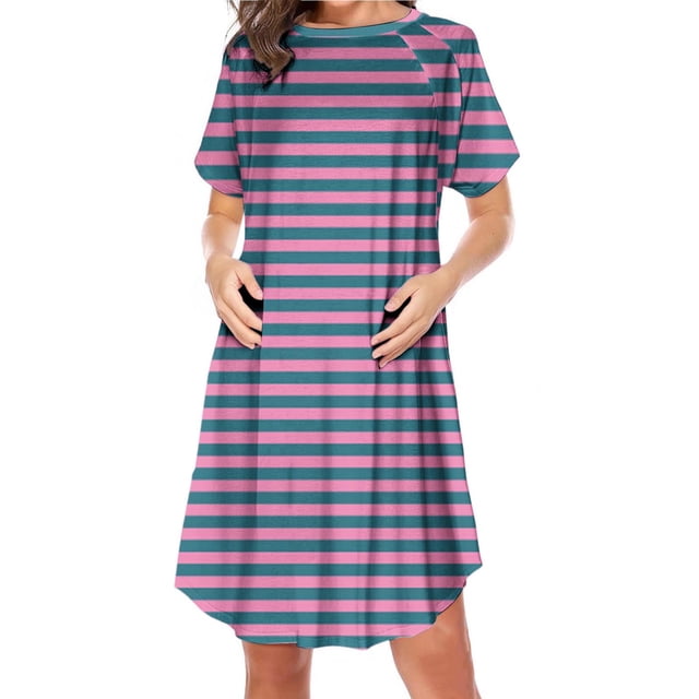 Bwiyojiz Mode Tailles P-TTG Fermeture Éclair Latérale Allaitement Maternité Imprimé Robe à Manches Courtes Col Rond pour Femmes Enceintes Pyjama Décontracté, Violet