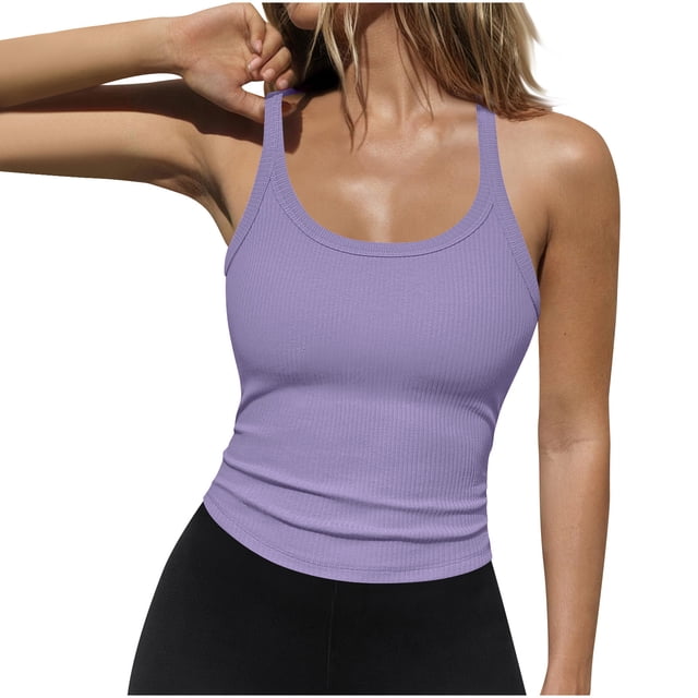 ohmzyzo Womens Workout Tank Tops V Neck Racerback Going Out Crop 2025 Trendy Top Summer Sleeveless Ribbed Camisole