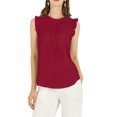 thumbnail image 2 of INSPIRE CHIC Women's Sleeveless Work Blouses Ruffled Pleated Chic Tops Burgundy S, 2 of 7