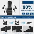thumbnail image 4 of IdealHouse Rocking Adirondack Chairs Set of 4, Folding Adirondack Rocking Chair With Footrest, Adirondack RockingChair Outdoor With Retractable Ottoman and Cup Holder, 4 of 7