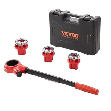 VEVOR Ratchet Pipe Threader Kit, 1/2" NPT, 3/4" NPT, 1" NPT Manual Ratcheting Pipe Threader, Portable Pipe Threading Tool Set with 3PCS NPT Dies