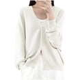 thumbnail image 1 of Womens Button Down Knit Cardigans Long Sleeve V Neck Casual Cardigan Sweaters Light Weight Loose Lounge Wear Fall White, M, 1 of 5