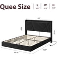 thumbnail image 3 of Modern Queen Floating Bed Frame, Suspended Bed with RGB LED Lights and Charging Station, Upholstered Bed Frame with Storage Headboard and Button Tufted, No Box Spring Needed, Black, 3 of 8
