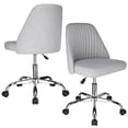 thumbnail image 1 of Chaise de Bureau Sans Accoudoirs à Dossier Mi-Haut, Chaise de Bureau d'Ordinateur Moderne Réglable Pivotante, Chaise de Maquillage en Tissu de Lin à Coussin Doux pour Réunion Chambre Étude Coiffeuse, 1 of 8