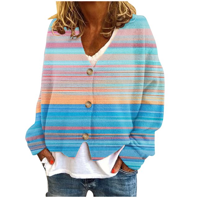 MeetoTime Women's 2024 Fall Knit Cardigans Open Front Long Sleeve V Neck Button Loose Cardigan Sweaters