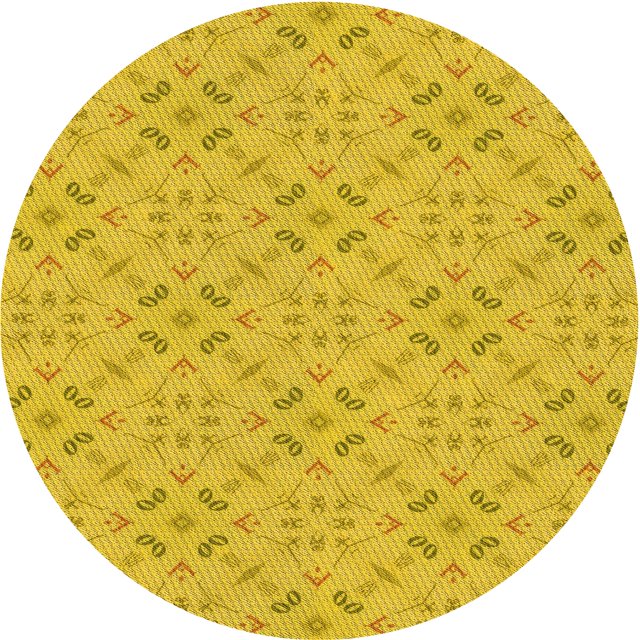 Ahgly Company Tapis de Zone Rond d'Intérieur Lavable à la Machine, Style Transitionnel, Jaune, 7 Pieds Rond
