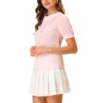 thumbnail image 4 of INSPIRE CHIC Blouse à Boutons Vichy pour Femme à Col Peter Pan avec Volants TP Rose, 4 of 7