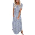 thumbnail image 1 of Ovzne Robes Grande Taille pour Femmes aux Formes Robe pour Femme Mode Robe Décontractée Imprimée à Manches Courtes à Col Rond avec Poches Robe Maxi Grande Taille à Manches Courtes Imprimée Liquidation, 1 of 5