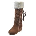 thumbnail image 2 of LSLJS Bottes de Neige à Talons Compensés pour Femmes avec Pompons, Manches Hautes, Bout Rond, Bottes de Marche d'Extérieur, 2 of 6
