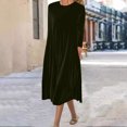 thumbnail image 3 of Bocqde Robe en Velours Doré pour Femmes Grande Taille Mode Décontractée à Manches Longues à Col Rond Robe Automne Hiver Douce et Confortable Robe Midi pour Femmes, 3 of 6