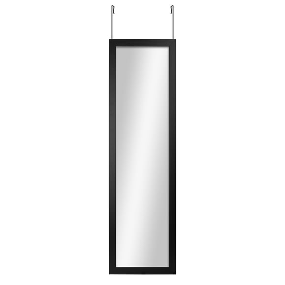 Mainstays Art Gallery 14.25x50.45in. Full Length Mirror, Hang over The Door with 2 Hangers or Wall Mount Has Frame, Engineered Wood Frame, Black