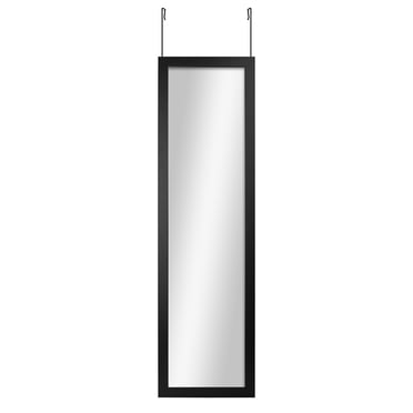 Mainstays Art Gallery 14.25x50.45in. Full Length Mirror, Hang over The Door with 2 Hangers or Wall Mount Has Frame, Engineered Wood Frame, Black