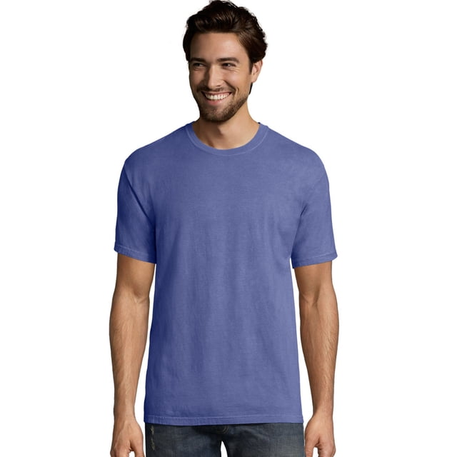 Hanes Mens Big ComfortWash Garment Dyed Short Sleeve Tee, M, Deep Forte Blue