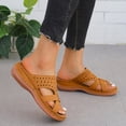 thumbnail image 2 of Wedge Sandals for Women Slide Cross Straps Rhinestone Arch Support Open Toe Soft Sole Comfortable Casual Summer Beach Walking Sandals Yellow, 2 of 8