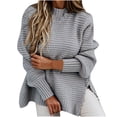 thumbnail image 2 of Aqestyerly Chandail à Manches Longues Uni pour Femme à Col Rond en Tricot, T-Shirt Doux pour Superposition par Temps Plus Frais HWRETIE, 2 of 7