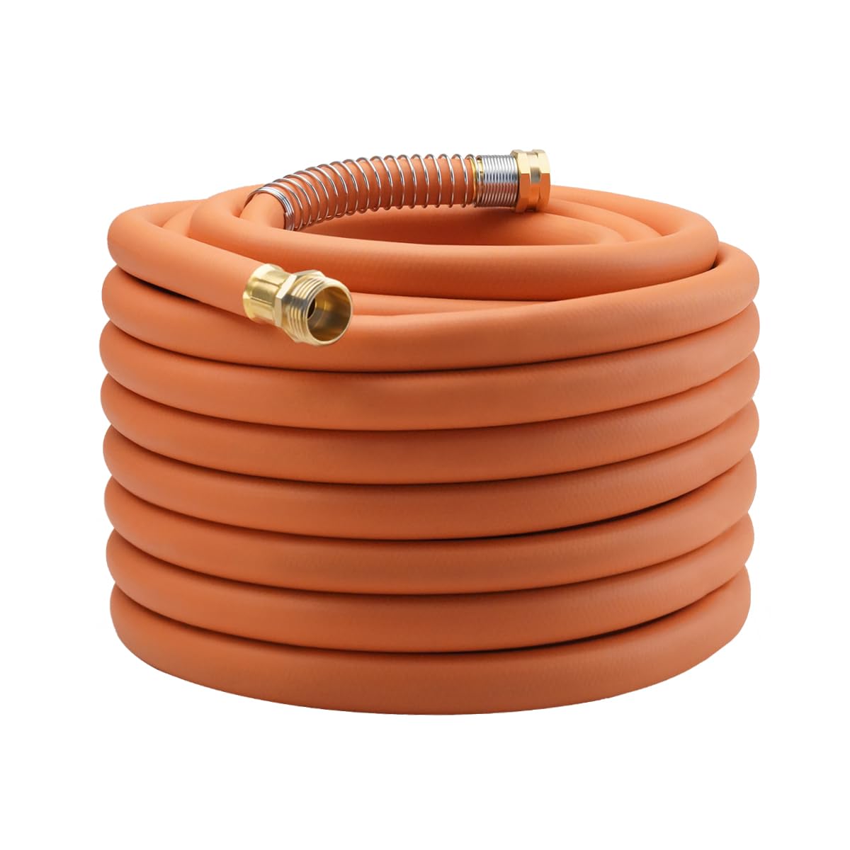 Wiseflow Garden Hose 75FT x 5/8"" Heavy Duty Rubber Hose Water Hose with Five Layered Braiding Male Female Fittings 1000PSI Burst 300PSI Working for Yard Car Wash Pets (Orange)