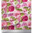 thumbnail image 1 of Soimoi Poly Georgette Fabric Leaves & Peony Floral Print Fabric by Yard 52 Inch Wide, 1 of 5