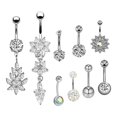 thumbnail image 1 of 9 Pieces Fashion Belly Button Rings Belly Rings Navel Jewelry Jewelry Curved with Crystal Belly Bars 9pcs, 1 of 8