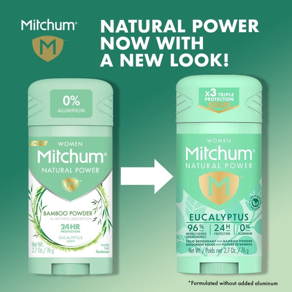 Mitchum Natural Power Deodorant for Women, Eucalyptus 2.7 oz