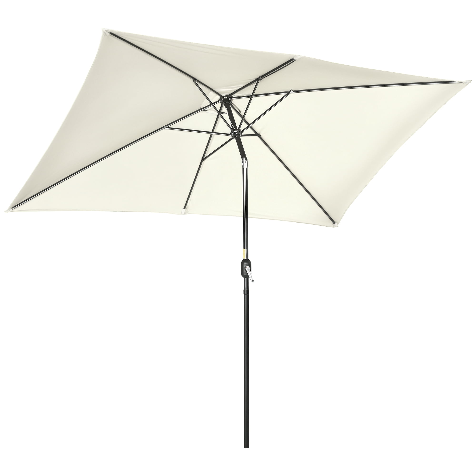 Outsunny Parasol Inclinable pour Patio, Parasol de Jardin de Marché avec Manivelle Blanc Crème