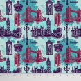 thumbnail image 1 of Soimoi Decorative London Theme Architectural Print Pure Silk Fabric By The Yard 44 Inches Wide - Blue, 1 of 1