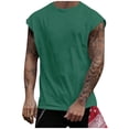 thumbnail image 1 of BADHUB Mens Workout Hooded Tank Tops Drawstring Muscle Stretch Sleeveless Solid Color Shirts Loose Gym Vest Clearance Green L, 1 of 6