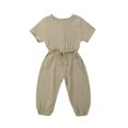 thumbnail image 1 of Sylvamorning Infant Baby Romper Solid Color Short Sleeve Elastic Waist Jumpsuit, 1 of 7