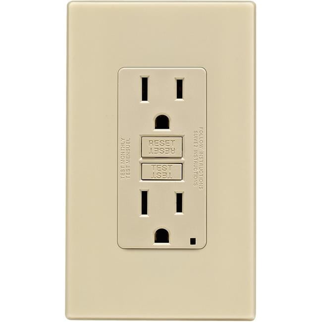 Mfg C31-GFNT1-0PI Auto-Test 15A Sortie GFCI avec Plaque Murale Sans Vis, Ivoire