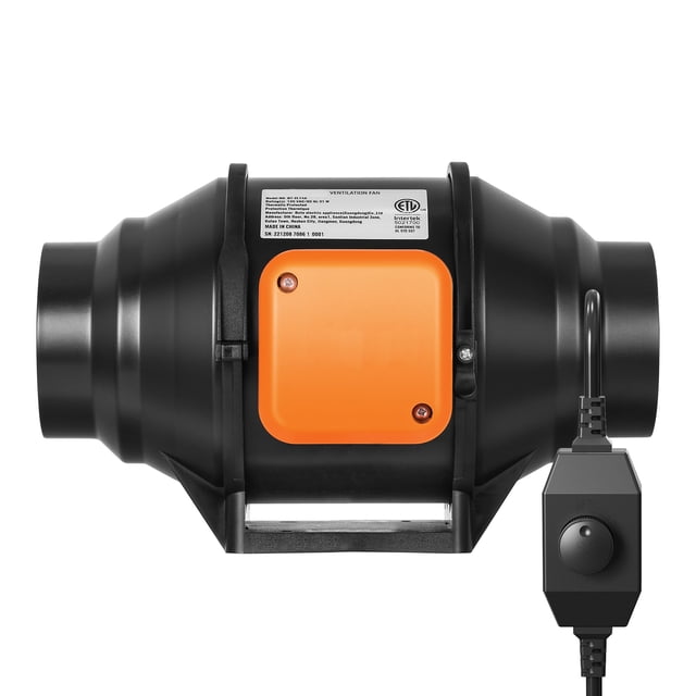 Dispositif de Circulation d'Air Tuspuzz, 4 Pouces 200 CFM avec Régulateur de Vitesse Réglable, Ventilateur Silencieux pour Réduction de Température, Abris de Plantation, Hydroponie par KFFKFF