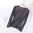 thumbnail image 2 of Besolor T-Shirts de Pyjama pour Femmes Grande Taille à Col Rond à Manches Longues Chemise de Nuit Fine Décontractée Confortable T-Shirts de Couleur Unie Vêtements de Nuit, 2 of 7