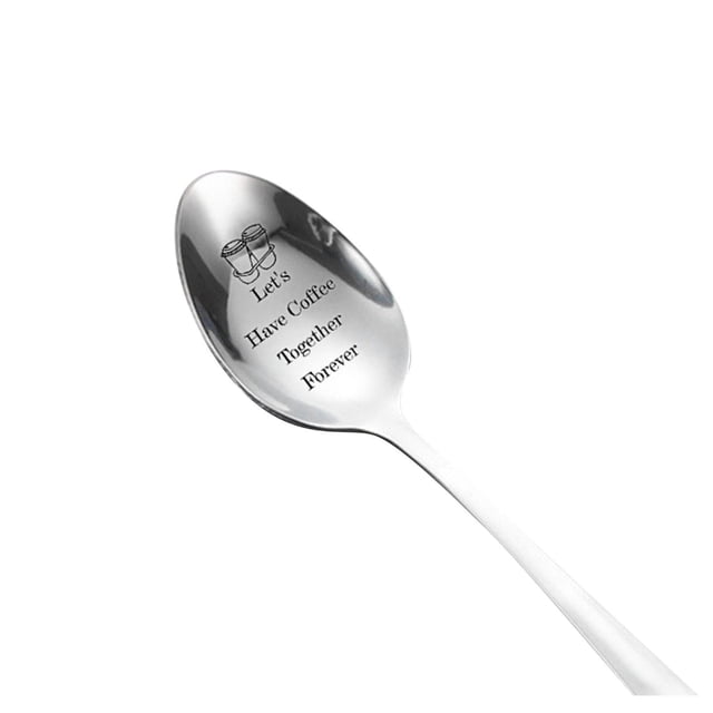 AKEGAMN Tableware Engraved Spoon Best Present For Husband Madam Family And Friends Tableware Printing Stainless Steel Spoon