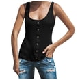 thumbnail image 1 of Timegard Plus Size Tank Tops for Women Round Neck Button Sleeveless Tops Casual Solid Color Knit Tee, 1 of 5