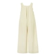 thumbnail image 3 of Wide Leg Overalls for Women Sleeveless Jumpsuits Suspender Overalls with Pockets, 3 of 5