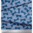 thumbnail image 3 of Soimoi Blue Satin Silk Fabric Bow & Stripe Print Sewing Fabric Yard 42 Inch Wide, 3 of 5