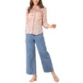 thumbnail image 2 of INSPIRE CHIC Women's Floral Tie Ruffle Neck Blouse Button Down Long Sleeves Top, 2 of 6