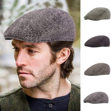 Men's Hat Newsboy Herringbone Flat Cap Cotton Blinder Boy Cap - Black/Gray/Coffee/Brown - M | Baberdicy | Mens Blinder Hat Boy Hat Cap Newsboy Herringbone Flat (Brown | One Size)