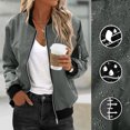thumbnail image 2 of Womens Fashion Jacket Casual Stand Collar Zip Up Lightweight Coat Fall Color Block Jackets with Pockets Gray L, 2 of 8